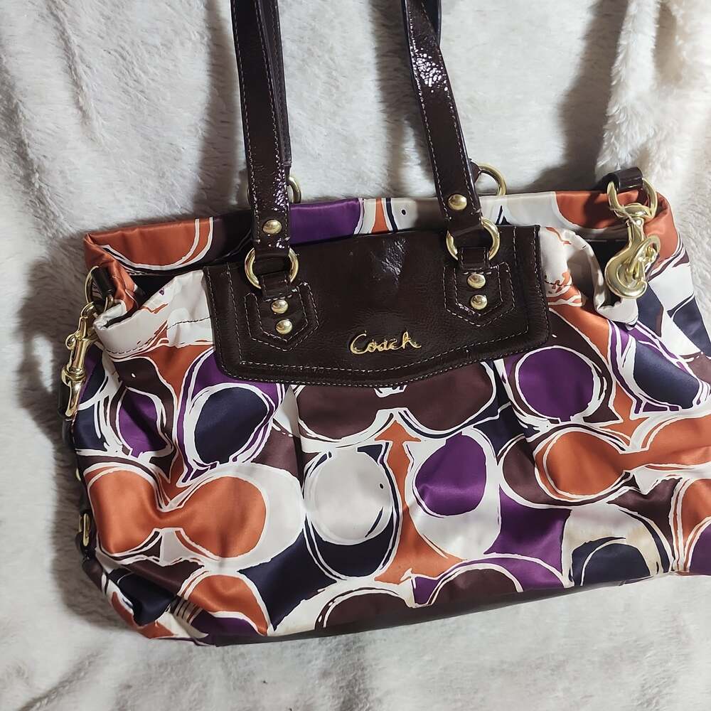 Coach Ashley Signature Silk Handbag With Wallet Satchel Coach No. G1271-F20033
